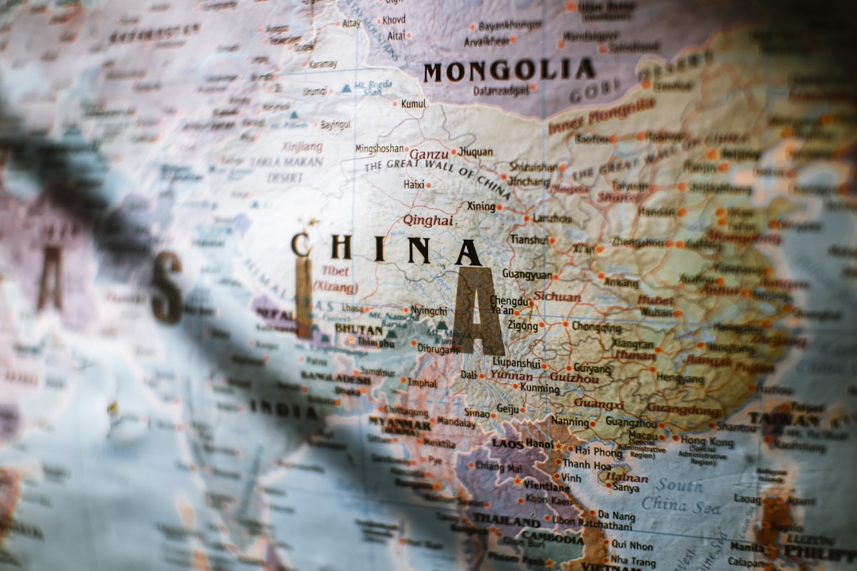 A close-up of a map of China — planning your first trip to the Middle Kingdom