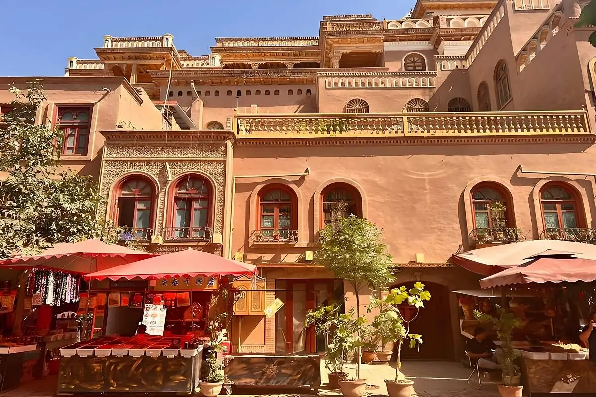 Kashgar Old City — traditional Uyghur architecture and narrow alleyways in Xinjiang