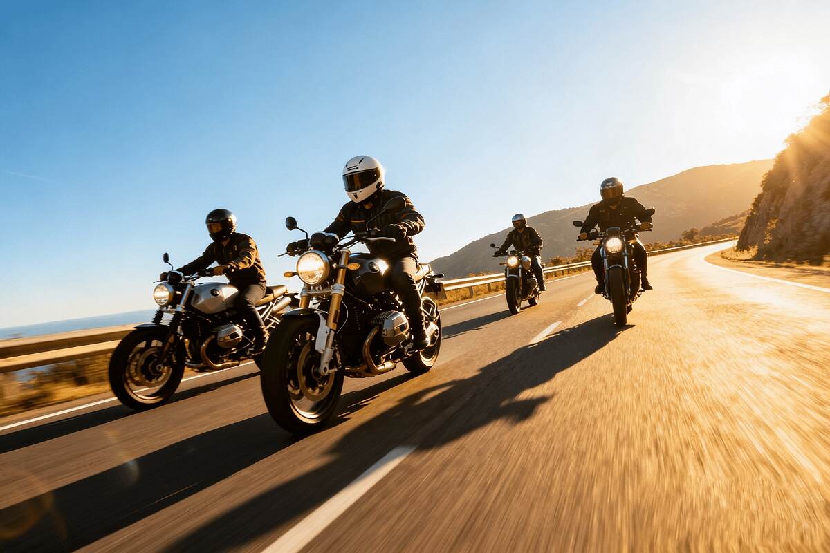 Motorcycle touring on a scenic mountain highway in China