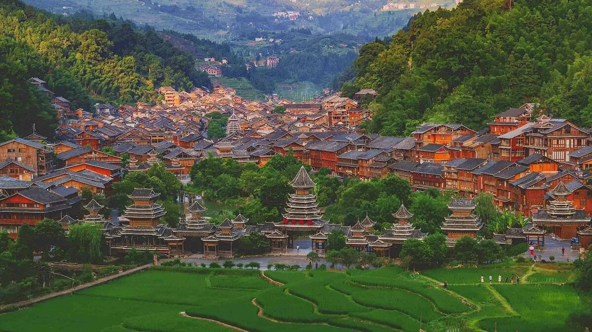 Wooden stilt houses and drum towers of Zhaoxing Dong in Guizhou