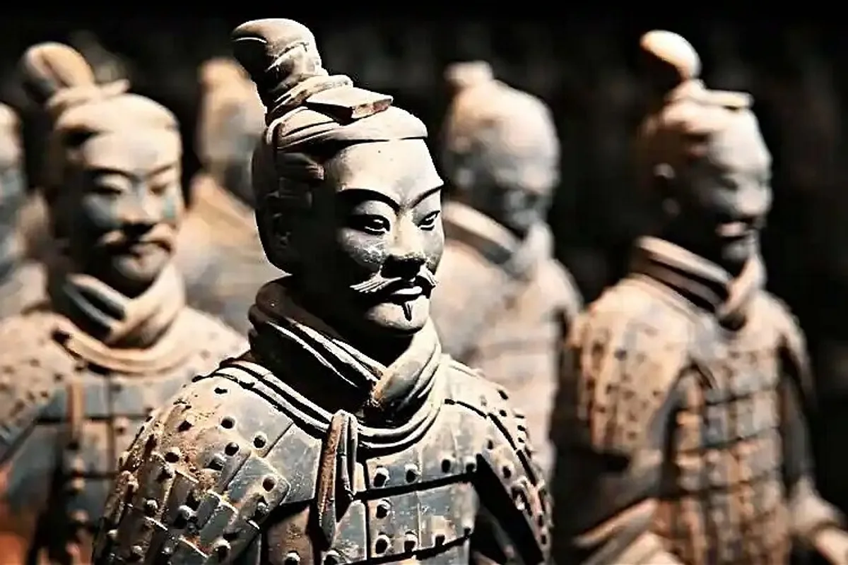Rows of Terracotta Warriors at the UNESCO World Heritage site in Xi'an, China