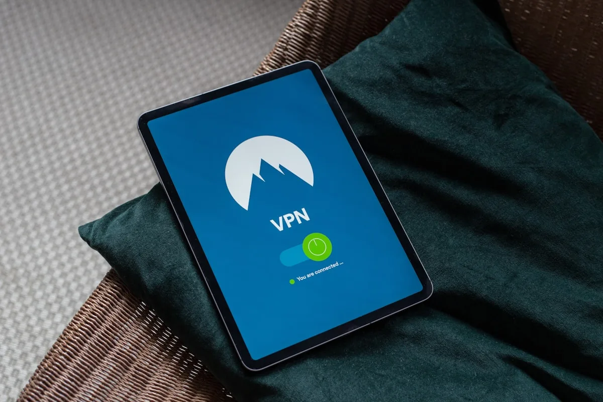 A tablet showing a VPN connected status screen