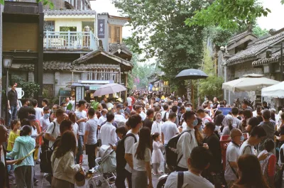 Crowded tourist street in a Chinese ancient town