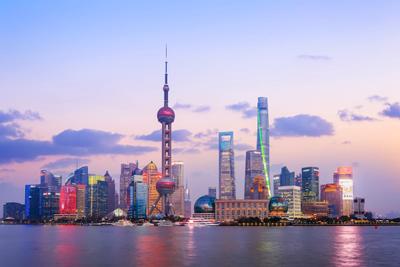 Shanghai Pudong Airport terminal with travelers