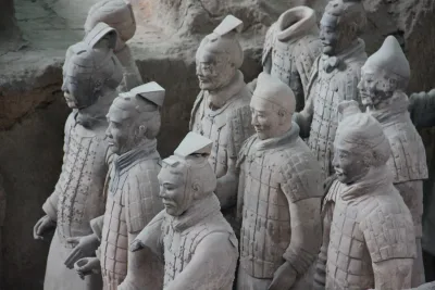 Visitors viewing the Terracotta Army at the UNESCO World Heritage site in Xi'an, China
